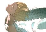  blonde_hair closed_eyes down_blouse feathers original shimeji tank_top wings 