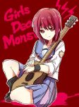  angel_beats! ashida_yuri guitar instrument iwasawa red_eyes redhead school_uniform serafuku short_hair sleeves_rolled_up 
