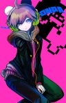  1boy airi2 blue_eyes brown_hair dangan_ronpa headphones hoodie naegi_makoto short_hair 