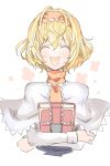  1girl alice_margatroid blonde_hair blush book bust capelet closed_eyes hairband kozou open_mouth short_hair smile solo touhou 
