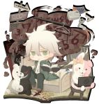  ? bed blood blood_writing book bullet computer dangan_ronpa gun komaeda_nagito laptop monokuma monomi_(dangan_ronpa) pliers scissors spoilers super_dangan_ronpa_2 ticktack_chicken weapon 