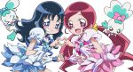  2girls blue_eyes blue_hair choker chypre_(heartcatch_precure!) coffret_(heartcatch_precure!) creature cure_blossom cure_marine dress flower hair_ornament hanasaki_tsubomi heart heart_hands heart_hands_duo heartcatch_precure! holding_hands kurumi_erika long_hair magical_girl multiple_girls pink_eyes pink_hair precure sinko_(sinsin) smile twintails wrist_cuffs 