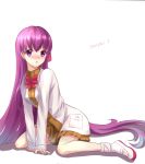  1girl fate/extra fate_(series) hair_ribbon labcoat long_hair matou_sakura neko_kuriya purple_hair ribbon solo very_long_hair violet_eyes 