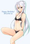  1girl absurdres bikini highres kotohane long_hair red_eyes shirokami_gakuen silver_hair swimsuit 