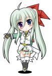  ahoge belt blue_eyes blush chibi einhart_stratos fingerless_gloves flipper gloves green_hair hair_ribbon heterochromia long_hair long_sleeves lyrical_nanoha magical_girl mahou_shoujo_lyrical_nanoha_vivid ribbon skirt thigh-highs twintails very_long_hair violet_eyes white_background 