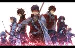  1girl 5girls armor arrow donny_(fire_emblem) fire_emblem fire_emblem:_kakusei glowing glowing_eyes hat highres krom letterboxed lucina multiple_girls natsu_y red_eyes richt_(fire_emblem) ronku sword viole_(fire_emblem) weapon 