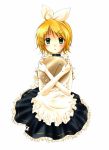  1girl blonde_hair blush green_eyes kagamine_rin looking_at_viewer maid nyaa_(nnekoron) short_hair simple_background solo vocaloid white_background 