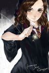  1girl aoiaoiao921 brown_eyes brown_hair harry_potter hermione_granger highres long_hair necktie school_uniform solo yamato_(aoiaoiao921) 