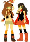  2girls hikari_(pokemon) multiple_girls oekaki pokemon pokemon_(game) pokemon_bw pokemon_dppt ponytail pu_(oekaki) touko_(pokemon) 