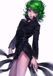  1girl black_dress curly_hair dress green_eyes green_hair highres onepunch_man solo tatsumaki tenobe 