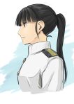  1girl black_hair long_hair military military_uniform ponytail profile quick10_117117 sakamoto_mio solo strike_witches uniform 