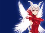  bare_shoulders blush elbow_gloves female final_fantasy final_fantasy_tactics gloves grey_hair headwings long_hair rawza red_eyes solo ultima_(fft) wings 