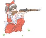  bolt_action gun hakurei_reimu japanese_clothes michael-x miko oekaki ribbon rifle touhou weapon 