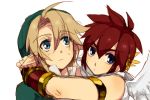  2boys angel angel_wings blonde_hair blue_eyes brown_hair elf hat hug hylian kid_icarus link multiple_boys nintendo nintendo_ead pit pointy_ears sora_(company) super_smash_bros. super_smash_bros_brawl the_legend_of_zelda wings yaoi 