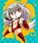  bare_shoulders chibi choker elbow_gloves female final_fantasy final_fantasy_tactics gloves hal_(pixiv53536) headwings long_hair open_mouth red_eyes silver_hair solo thigh-highs ultima_(fft) wings 