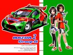  2girls car earphones gloves mazda mazda_2 original racing vehicle 