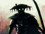  creepy green_eyes skull sword yoshimitsu 