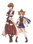  blush boots card_pendant genderswap kaiba_seto millennium_puzzle multiple_girls skirt thighhighs uyutan yami_yuugi yu-gi-oh! yuu-gi-ou yuu-gi-ou_duel_monsters zettai_ryouiki 