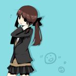  brown_hair long_hair nero_(pixiv1397527) original ponytail school_uniform skirt solo sweater 