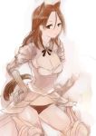  armor breasts brown_eyes brown_hair cleavage kito_(coyo) long_hair panties sword tail underwear weapon 
