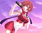  belt breasts brown_eyes brown_hair choker large_breasts meiko microphone midriff short_hair solo totono vocaloid 