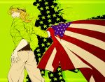  1boy american_flag bandage_on_face blonde_hair diego_brando gloves jodhpurs jojo_no_kimyou_na_bouken solo steel_ball_run sweater tronica_77 white_gloves 