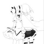  2girls bow cape ciel_arc dress hair_bow holding_hands kaname_madoka magical_girl mahou_shoujo_madoka_magica miki_sayaka monochrome multiple_girls short_hair short_twintails thigh-highs twintails zettai_ryouiki 