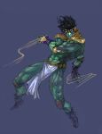  1boy black_hair blue_eyes fingerless_gloves gloves highres jojo_no_kimyou_na_bouken loincloth muscle stand_(jojo) star_platinum touge_(kubiwa_tsuki) 