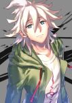  1boy blue_eyes dangan_ronpa hoodie jacket komaeda_nagito long_hair smile super_dangan_ronpa_2 white_hair 