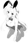  akechi_mitsuhide_(oda_nobuna_no_yabou) animal_ears bowtie breasts bunny_tail bunnysuit cleavage detached_collar long_hair monochrome oda_nobuna_no_yabou pantyhose rabbit_ears tail waochi. wrist_cuffs 