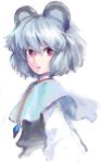  1girl animal_ears capelet grey_hair jewelry looking_at_viewer matsuda_(matsukichi) mouse_ears nazrin pendant red_eyes rough short_hair solo touhou 