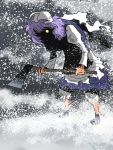  1girl axe letty_whiterock onikobe_rin purple_hair scarf snow solo tagme the_shining touhou weapon 