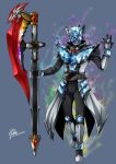  1boy armor axe belt crystal dated highres jewelry kamen_rider kamen_rider_wizard kamen_rider_wizard_(series) long_coat male mask ring sign solo tailcoat weapon yusuki_(fukumen) 