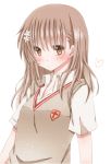  1girl blush heart hiro_(hirohiro31) long_hair looking_at_viewer misaka_mikoto simple_background solo to_aru_majutsu_no_index white_background 
