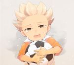  1boy ball brown_eyes child crying gouenji_shuuya inazuma_eleven_(series) male open_mouth soccer_ball tears wagimocco white_hair young 