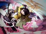  1boy black_hair cable cape dual_wielding highres rivaille shingeki_no_kyojin solo sword terubouya thigh_strap weapon wire 