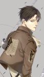  1boy ascot black_eyes black_hair highres jacket rivaille shingeki_no_kyojin shirosaki_(233144) solo sword weapon wire 
