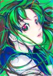  acrylic_paint_(medium) colorful face green_hair lips long_hair nose original portrait tatsumi_(serao) traditional_media 