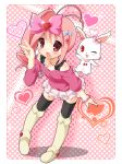  flat_chest heart jewelpet_(series) jewelpet_kira_deco! karaage3 leaning_forward oomiya_pink pink_eyes pink_hair wink 