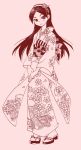 1girl hairband japanese_clothes kimono kitsu_chiri long_hair monochrome nekozuki_yuki sandals sayonara_zetsubou_sensei smile solo 
