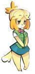  1girl animal_ears blonde_hair blush_stickers breasts chibi dog dog_ears doubutsu_no_mori furry scrunchie shizue_(animal_crossing) sho-n-d skirt solo tail taut_clothes topknot vest 