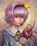  1girl hairband heart komeiji_satori oil_painting_(medium) purple_hair short_hair solo third_eye touhou traditional_media tsun_(tsutaya01) violet_eyes 