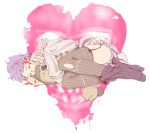  1girl blood closed_eyes dorohedoro ebisu_(dorohedoro) heart hug purple_hair short_hair skull stuffed_toy tettou_(hateru08) 