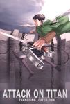  1boy belt black_eyes black_hair boots cape chain dual_wielding highres jacket realgreed rivaille shingeki_no_kyojin solo sword wall weapon wire 