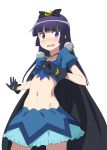  alpha_omega alpha_omega_(cosplay) black_hair blue_eyes cape cosplay gloves gokou_ruri highres hoshikuzu_witch_meruru long_hair midiman midriff ore_no_imouto_ga_konna_ni_kawaii_wake_ga_nai 