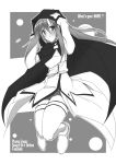  1girl asuna_(sao) cape hood long_hair monochrome sword_art_online thigh-highs umesato_yukino yuuki_asuna 