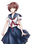  1girl brown_hair derivative_work kenao miyanaga_saki saki school_uniform serafuku short_hair solo 