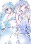  2girls aoki_reika blue_hair breasts character_request long_hair mermaid monster_girl multiple_girls precure simple_background smile smile_precure! star tima white_background 