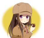  1girl blush bust chitanda_eru deerstalker hat highres hyouka long_hair long_sleeves open_mouth ryoutan solo violet_eyes 