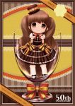  1girl akahige brown_eyes brown_hair dress glass hat minigirl original solo twintails yukijirushi yukiko-tan 